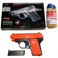 Double Eagle P328 Spring Powered Orange Plastic BB Gun Pistol & 2000 BB Pellets