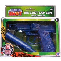 Sure Shot Blue Die Cast Metal 8 Shot Cap Gun with Plastic Silencer